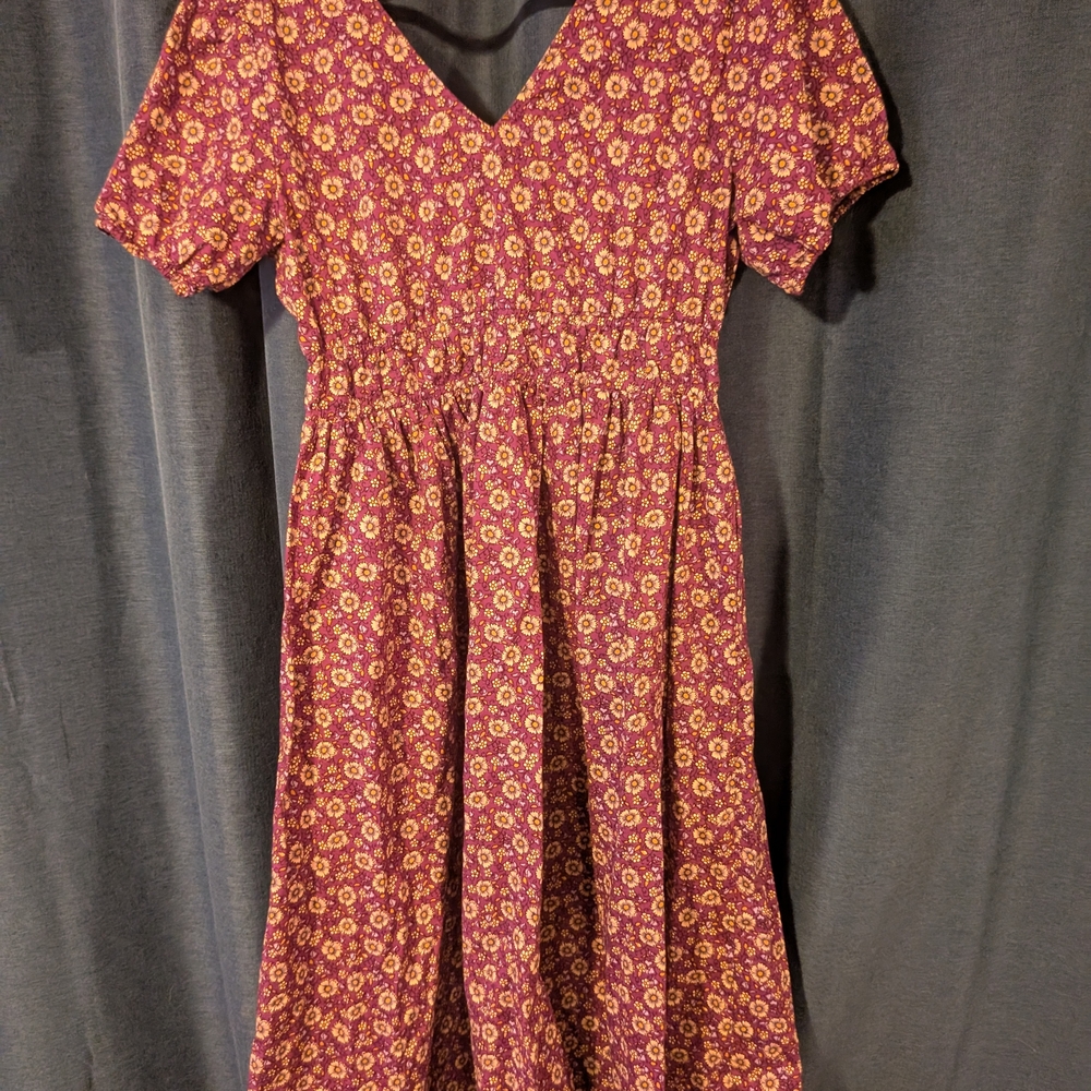 J. Crew Floral Midi Dress in Pink and Yellow